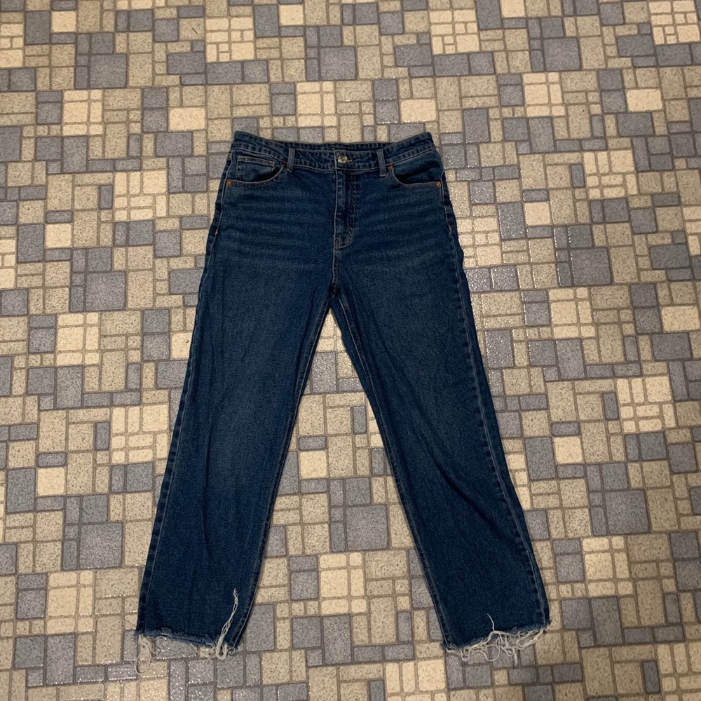 raw hem straight leg jeans
